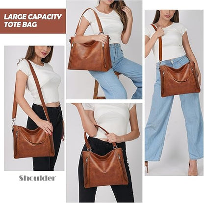 Tote Bags For Women PU Leather Hobo Bags for Women Purse Stylish 2 in 1 Handbags with Shoulder Strap Ladies Office Bag