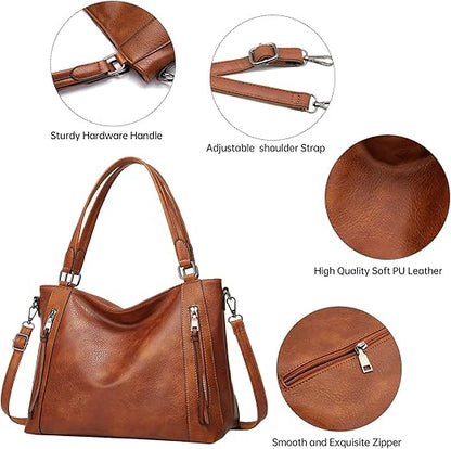 Tote Bags For Women PU Leather Hobo Bags for Women Purse Stylish 2 in 1 Handbags with Shoulder Strap Ladies Office Bag