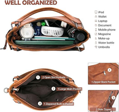 Tote Bags For Women PU Leather Hobo Bags for Women Purse Stylish 2 in 1 Handbags with Shoulder Strap Ladies Office Bag
